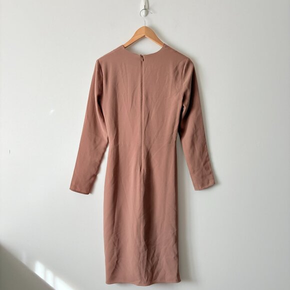 Aritzia Babaton Twist Front Long Sleeve Dress Beige Taupe Size Small - Picture 4 of 6